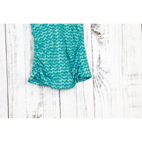 LL Bean Printed Padded Halterneck Swimwear Tankini Top Green Size 4 - Picture 2 of 9